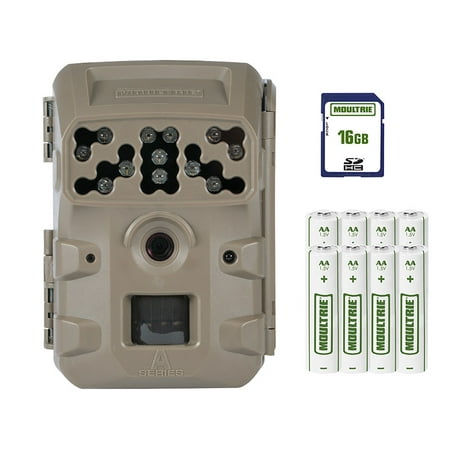 Moultrie W-300 12MP Game Camera Bundle with 16GB SD Card & 8 AA Batteries (Best Batteries For Moultrie Game Camera)