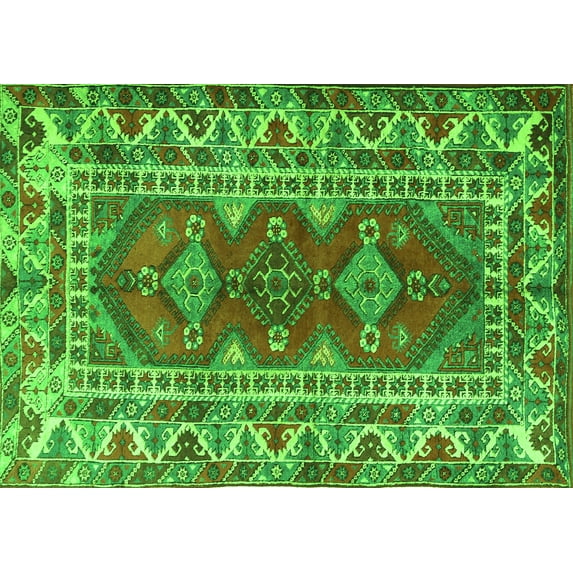 Ahgly Company Indoor Rectangle Persian Green Traditional Area Rugs, 2' x 4'
