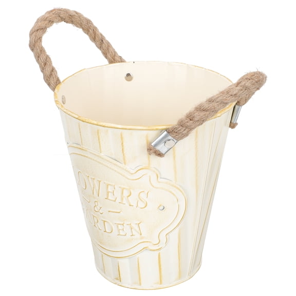 Masteelf Iron Flower Pot with Handle, Indoor and Outdoor Plant Holder, Stylish Flower Planter for Home and Garden
