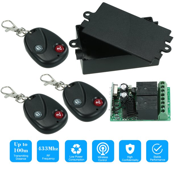 433mhz Dc 12v 2ch Nbsp Universal 10a Relay Wireless Remote Control Switch Receiver Module And 3pcs 2 Key Rf 433 Mhz Transmitter Remote Controls 1527 Chip Smart Home Automation Walmart Com Walmart Com