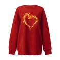 thumbnail image 3 of Bmisegm Femmes Long Arbre Feuille d'Érable Décontracté Quotidien Col Rond Sweat à Capuche Sans Capuche Hauts Chandails en Molleton Décontractés pour Femmes Rouge L, 3 of 3