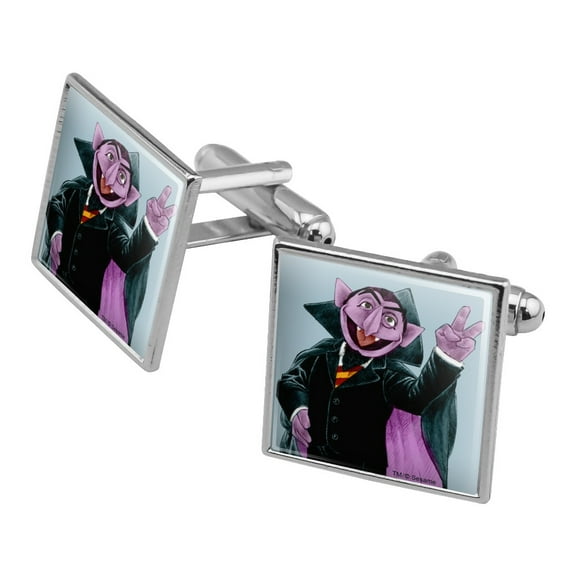 Sesame Street Vintage Count Von Count Square Cufflink Set - Silver or Gold