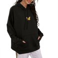 thumbnail image 3 of Women Butterfly Embroidery Sweater, Long Sleeve Front Pocket Drawstring Hoodie Autumn and Winter Sweatshirt, 3 of 4