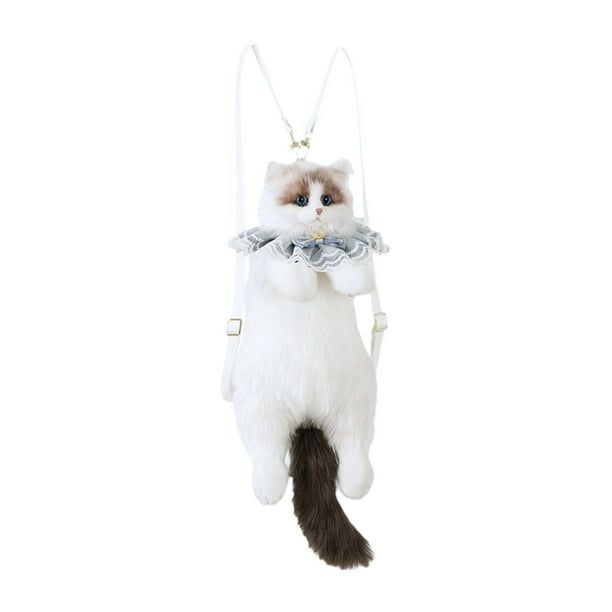 Mochila con forma de gato, mochila de peluche de dibujos animados para regalo de cumpleaños informal al aire libre Estilo B