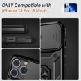 thumbnail image 2 of Case for iPhone 13 Pro Case with Slide Camera Cover & Kickstand, Heavy Duty Military Grade Protection Phone Case, Built-in 360° Rotate Ring Stand, Shockproof Full Body Rugged Case (Black), 2 of 13