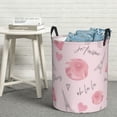 thumbnail image 3 of DouZhe Waterproof Collapsible Large Laundry Baskets, Cute Pink Parisian Style Prints Circular Hamper with Handles, 3 of 7