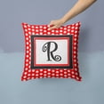 thumbnail image 2 of Carolines Treasures CJ1012-RPW1414 Letter R Initial Monogram Red Black Polka Dots Decorative Canvas Fabric Pillow, 2 of 4