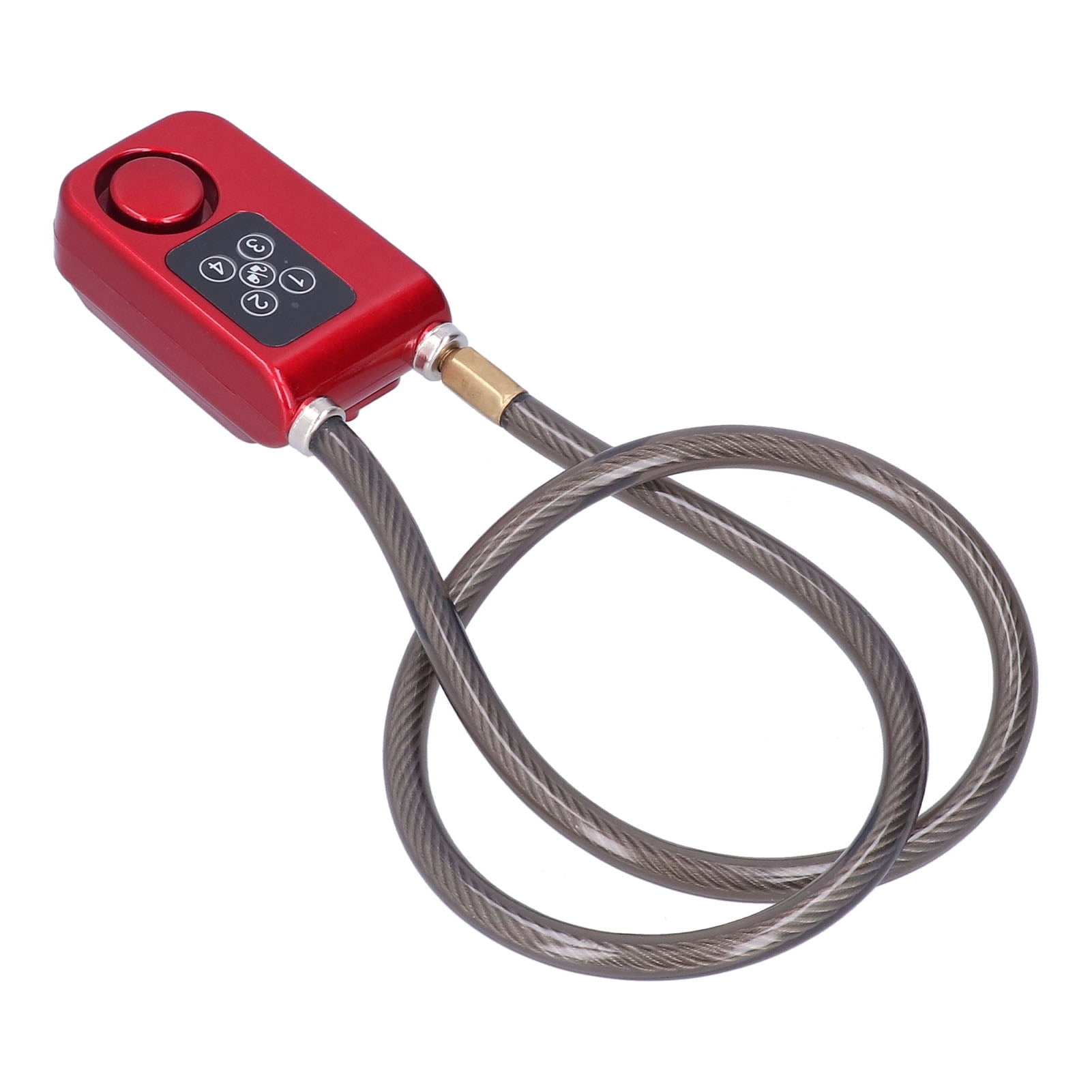 NFTIGB Anti-Theft Bike Alarm Lock with Remote Control, 110dB Siren, 4-Digit Password, IP55 Waterproof Bicycle Cable Lock, Red