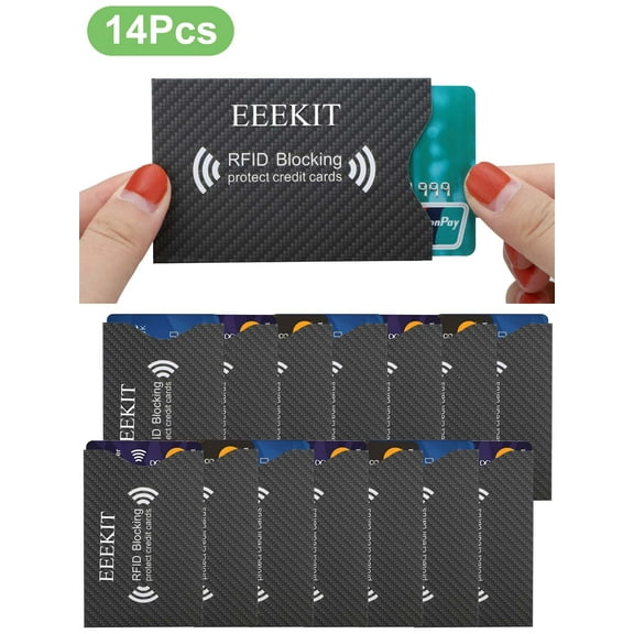14pcs RFID Blocking Card Sleeves, EEEkit Identity Theft Preventive Sleeves, Credit Card Protector for Men Women