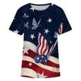 thumbnail image 3 of Día de la Independencia Mujer Casual Sexy Moda Verano Camiseta de cuello redondo Impreso Manga corta Tops Blusa Pompotops hkajfhjk468481, 3 of 4