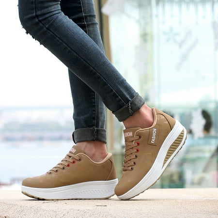 

Fidelma Women s Shoes Casual Sport Fashion Walking Flats Height Increasing Swing Wedges Shoe Khaki 36