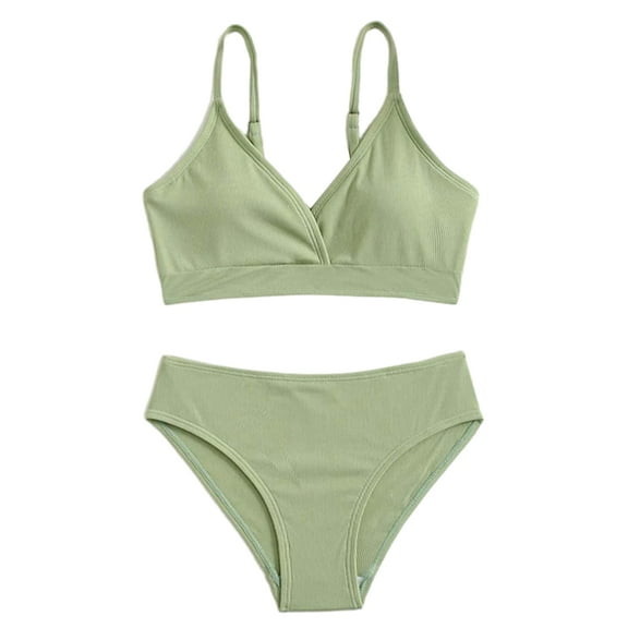 GYRATEDREAM Teen Girls' Swimsuits Two-Piece V-Neck Bikini Adjustable Shoulder Straps Swimsuit with Chest Pad 8-14 Years