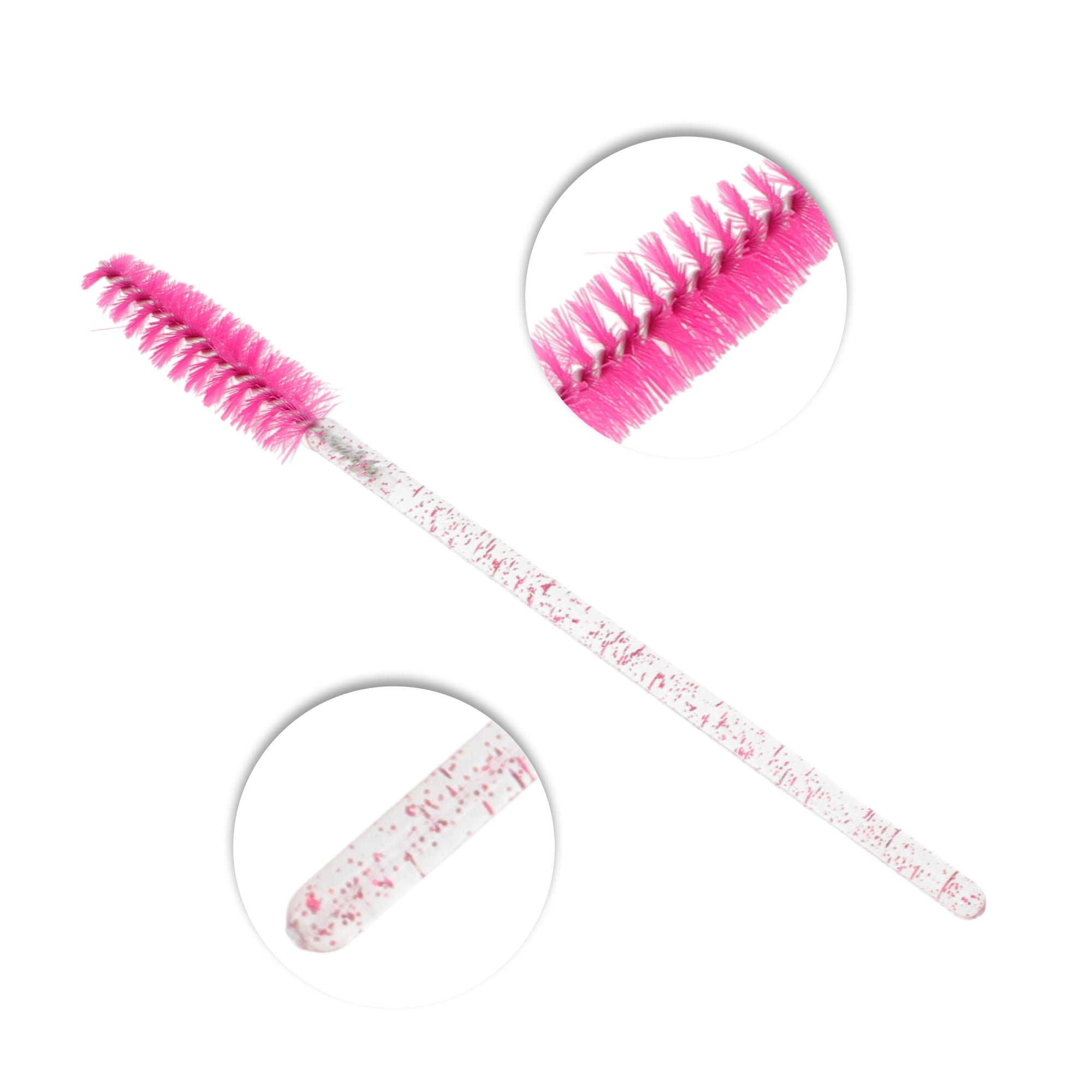 Unique Bargains 100 Pcs Portable Eyelash Brush with Protective Case for Vacation Rose Red
