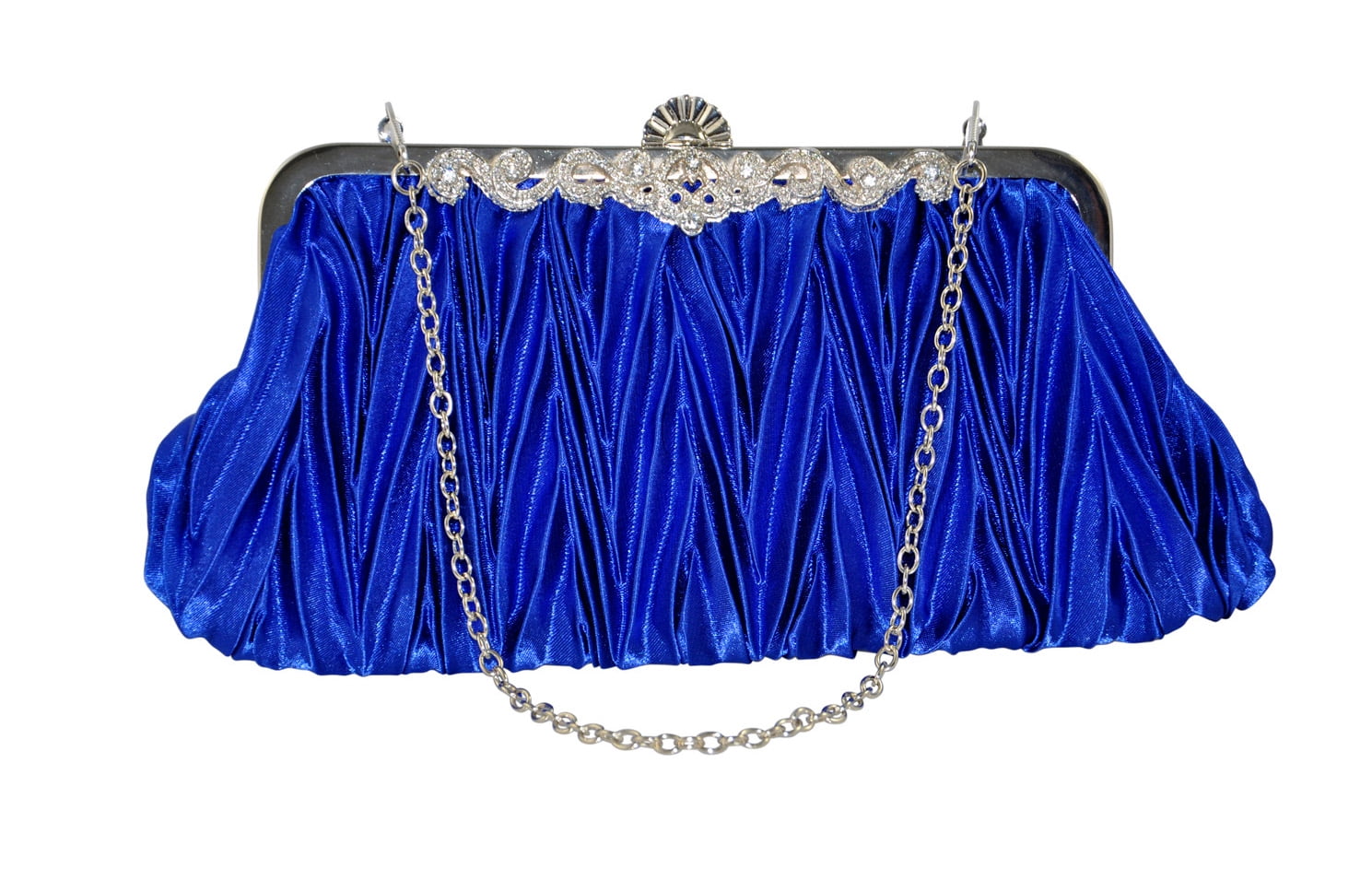 cobalt blue satin clutch bag