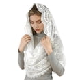 thumbnail image 3 of Embroidery Flower Mantilla Veil Headpiece Breathable Church Wedding Headcover, 3 of 11