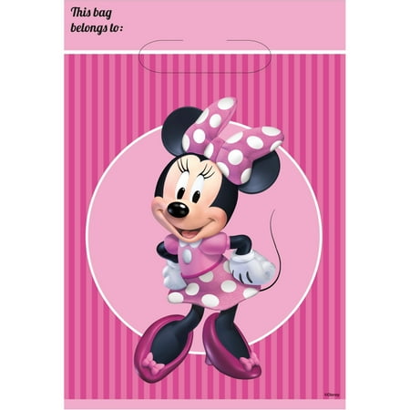 Plastic Minnie Mouse Favor Bags, 9 x 7in, 8ct