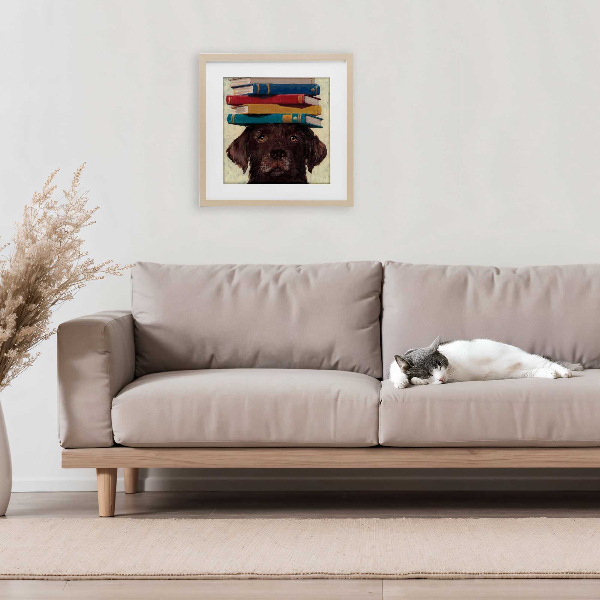 Stupell Industries Studious Abby Dog Birch Framed Print Under Glass, design by Studio Bautista