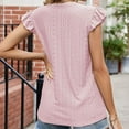 thumbnail image 4 of Yyeselk Business Casual Tops for Women Ruffle Cap Sleeves Sexy V-Neck Cozy Blouses Trendy Hollow out Pure Color Ladies Tee Shirts Summer Pink M, 4 of 4