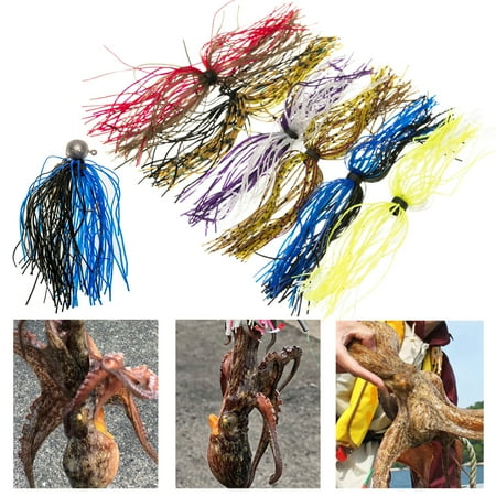 tasrioml 6Pcs/Set Silicone Skirt Kit 50 Strands DIY Trolling Fishing Lure Spinnerbait Octopus Squid Jig Skirt Replacement Freshwater Saltwater Fishing Accessories