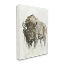 Stupell Industries Western American Buffalo Brown Country Animal Animals & Insects Painting Gallery Wrapped Canvas Art Print Wall Art, 16 x 20