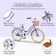 thumbnail image 4 of Dolonm 20" Kids Bike for Ages 7-10, Lightweight High-Carbon Steel Frame Cruiser Bike, Girls Bicycle with Wicker Basket & Rear Seat, No Training Wheels, Purple, 4 of 8