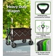 thumbnail image 4 of Beach Wagon,CollapsibleWagon 220lbs with Big Wheels Foldable Wagon Carts,Portable Utility for Garden Grocery Sports Camping All Terrain-Khaki, 4 of 16