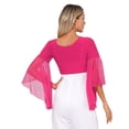 thumbnail image 2 of ZALDITA Women's 3/4 Tulle Flared Sleeve Wrap Tie Top Blouse Belly Dance Bolero Shrugs Cardigan Hot Pink One Size, 2 of 7