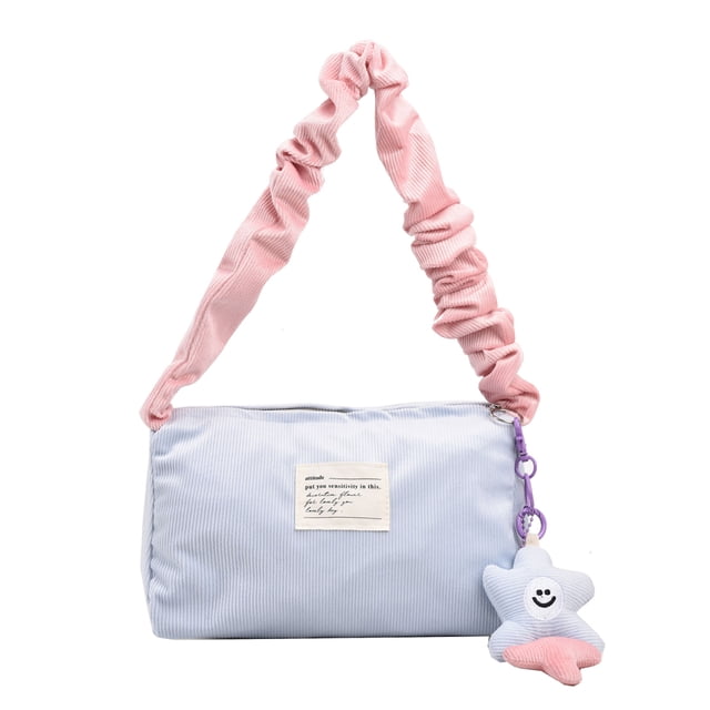 Bolso de hombro lindo para mujer, correa de hombro arrugada de pana, bolso diario para axila para niñas
