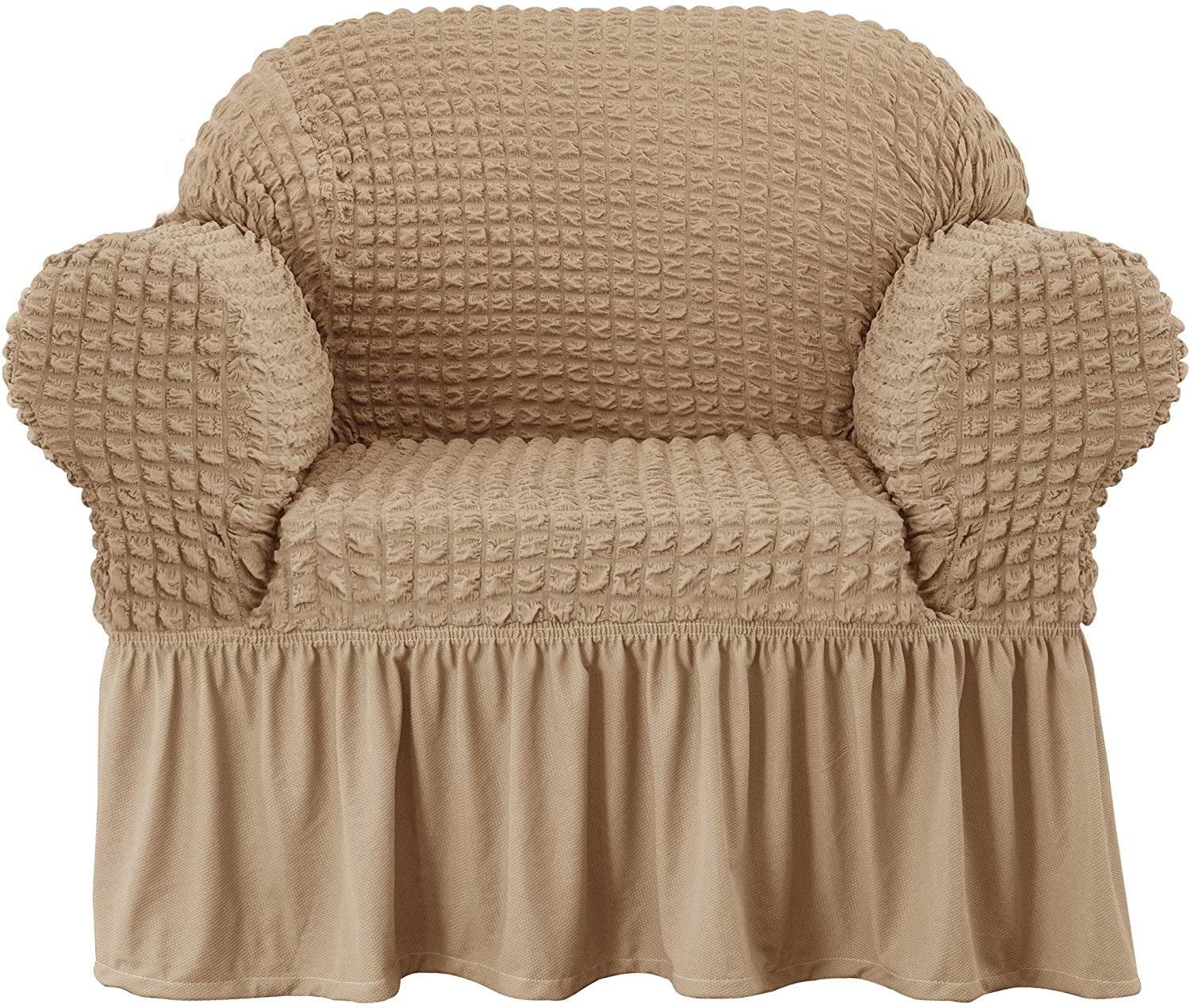 Subrtex 1Piece Seersucker Sofa Slipcover Skirt Stretch Couch Cover