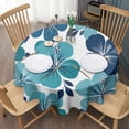 thumbnail image 3 of Blue Pioneer Flower Round Tablecloth 60" X 60",Wrinkle Wipeable Table Cloth for Kitchen Dining Room Picnic Patio Party, 3 of 6