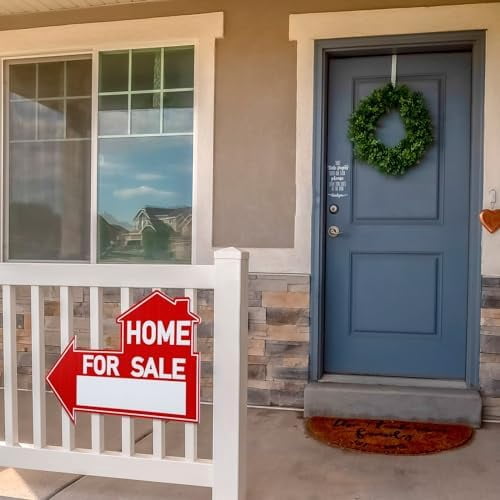 6 Pcs Home for Sale Signs with Stakes 12 x 16 Inch Double Sided House Directionals for Sale by Owner Directional Arrow Real Estate Signs for Real Estate Lawn Garden Yard$$Garden & Patio