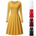 thumbnail image 1 of Meichang Robes Midi pour Femmes Manches Longues Ligne A Robes d'Invité de Mariage Automne Décontracté Col Rond Élégant Soirée Longue Robes, 1 of 4