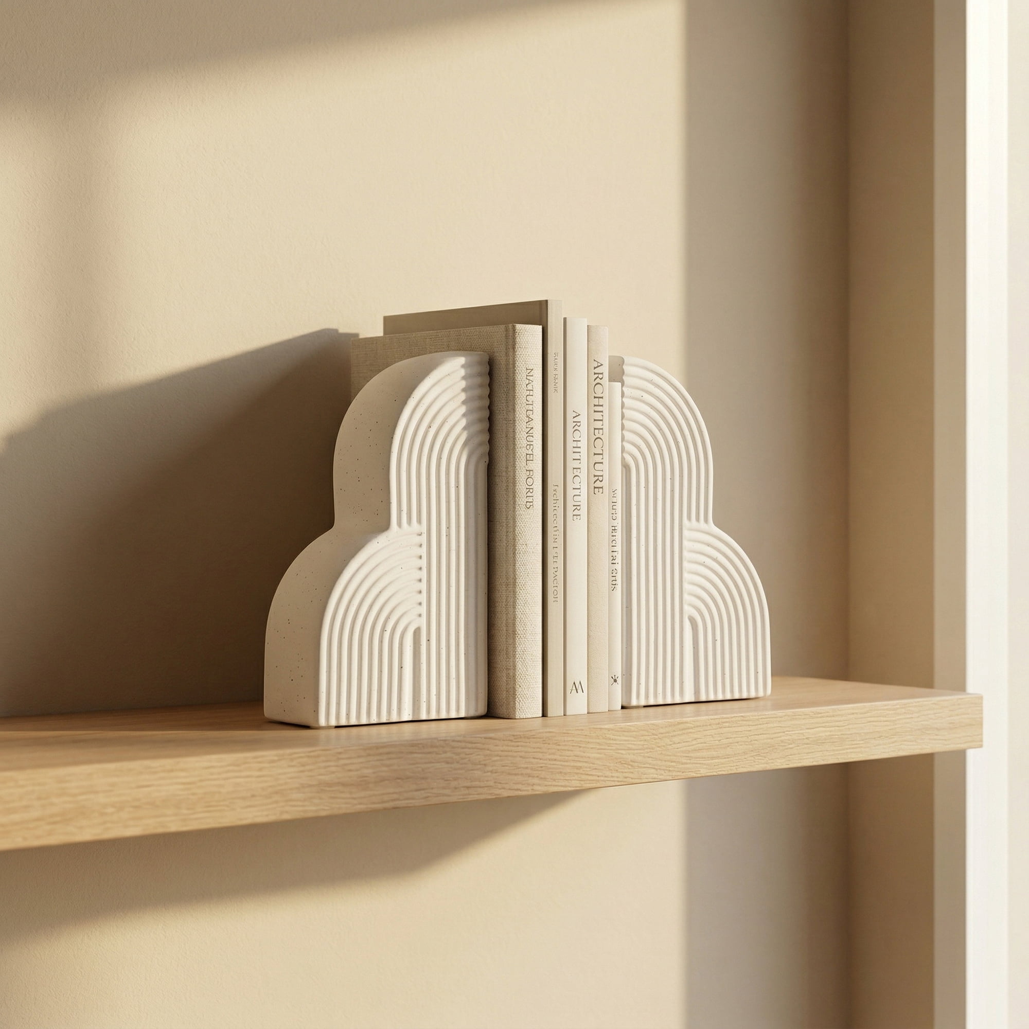 Unique Bargains Expandable Resin Bookends with Compartments Home 2 Pcs White Splash Dot