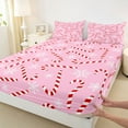 thumbnail image 3 of Homewish Christmas Candy Cane Twin Sheet Sets,Merry Xmas Twin Fitted Sheet,Xmas Sweet Dessert Flat Sheet For Girl Kids,Breathable Home Decor,3-Piece, 3 of 7