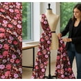 thumbnail image 5 of Soimoi Red Cotton Voile Fabric Leaves & Floral Watercolor Print Fabric by The Yard 56 Inch Wide, 5 of 7