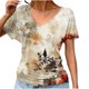 thumbnail image 2 of Camisetas de Manga Corta Casuales para las Mujeres con Cuello en V, Sudadera Casual de Poliéster, Impresión Sólida de las Señoras para la Fiesta de Trabajo Diaria, Invierno Y Primavera, 2 of 9
