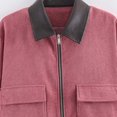thumbnail image 7 of Unir Leather Collar Corduroy Bomber Jacket for Women, Zip Front, Relaxed Fit Casual Outerwear with Patch Pockets, 1 Piece, XS-L, 7 of 7