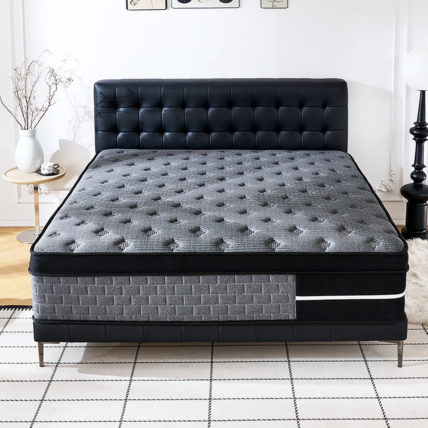 Lodeija 8" Twin Hybrid Mattress,5-Zone Pocket Springs with Motion Isolation,Medium Firm,Fiberglass-Free,Black