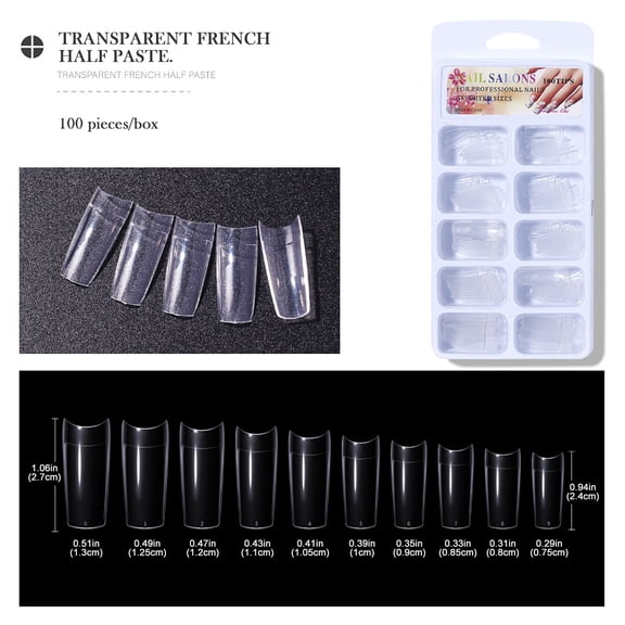pengxiang Clearance Nails Kit Acrylic Set,100 PCS Full Paste Half Paste Ballet Nail Patch Phototherapy Nail Tool