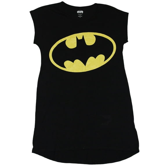 Batman (DC Comics) Girls Juniors  Long fit T-Shirt -  Titled Oval Logo