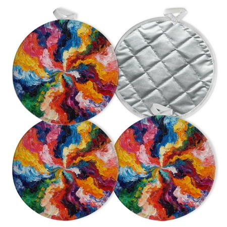 

4 PCS Pot Holders for Kitchen Potholders Sets with Hook for Oven Cooking Baking Multihued Swirl In Expressive Colors