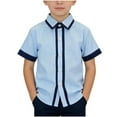 thumbnail image 2 of Bnwani Boys Shirts Lapel Casual Shirts for Girls Short Sleeve Tee Light Blue Sizes 2-12, 2 of 6
