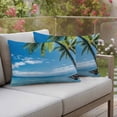 thumbnail image 4 of Pack of 2 Outdoor Pillow Covers 20x12 Inch Waterproof Ocean Throw Pillow Covers,Decorative Couch Pillow Shams Protectors Summer Palm Trees Blue Sky Beach Scenery Patio Pillowcases Cushion Covers, 4 of 8
