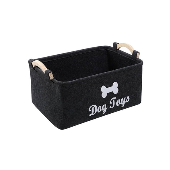 FACEGA Dog Toy Basket Made With Excellent Felt for Durability and Long Life Dog Toy Bin Spacious Design Holds a Variety of Dog Toys With Ease Dog Toy Box Dog Toys Black Wood Handle