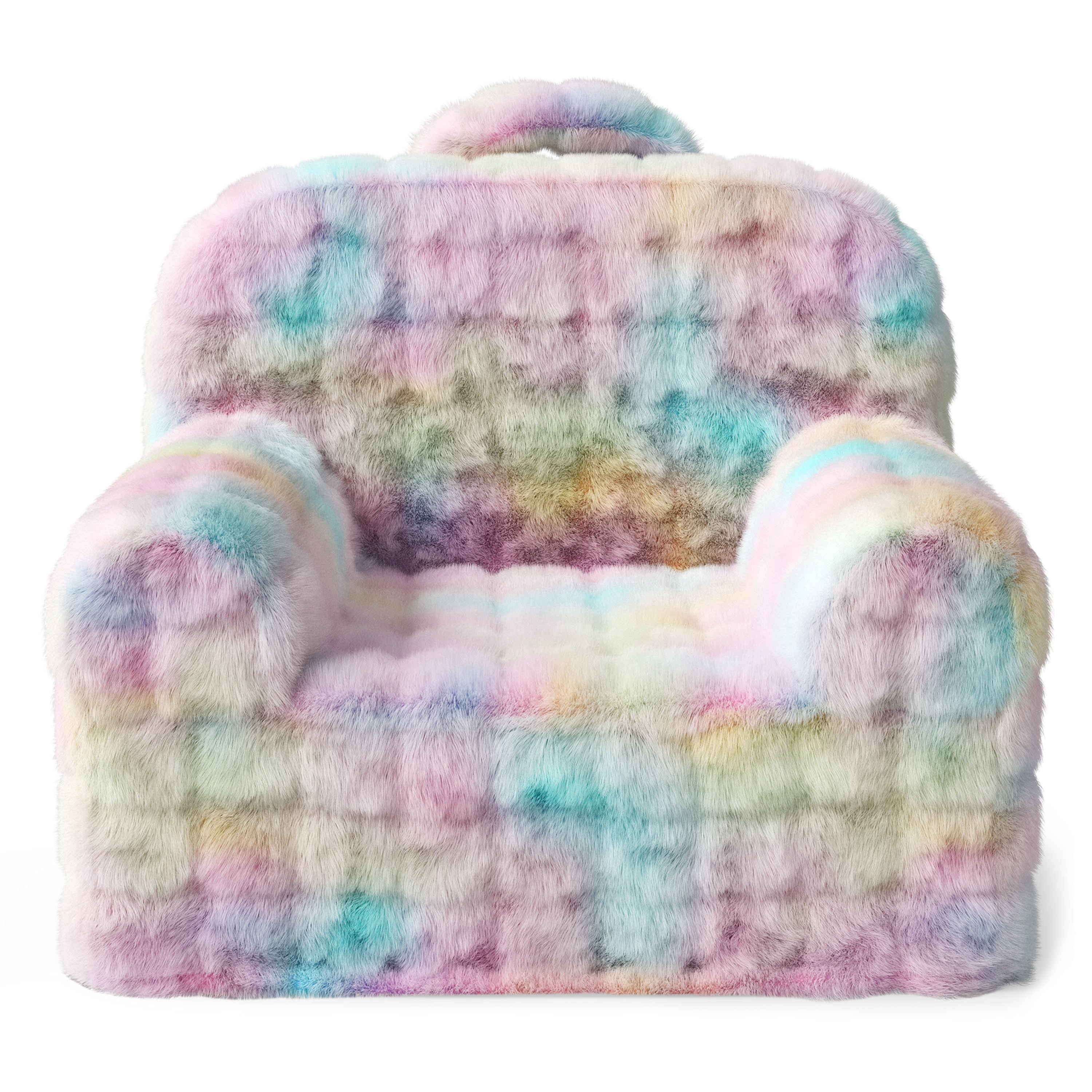 Mainstays Kids Compressed Foam Faux Fur Chair, Multicolor