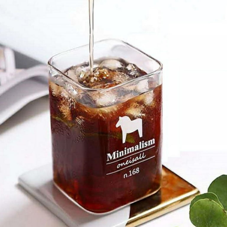 400ml Heat Resistant Square Glass Cup with Lid and Straw Transparent Juice  Glass Beer Milk Cups Breakfast Mug Drinkware