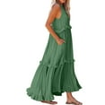 thumbnail image 5 of Womens Summer Sleeveless Dresses Halter Tie Back Ruffled Tiered Maxi Dress Swing Long Dress with Pockets, 5 of 6