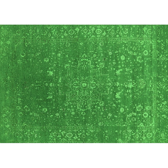 Ahgly Company Indoor Rectangle Oriental Green Industrial Area Rugs, 6' x 9'