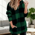 thumbnail image 6 of Zedker Fuzzy Fleece Sweatshirts for Women Quarter Zip Long Sleeve Fluffy Tops Casual Warm Plaid Pullover with Pocket, 6 of 6