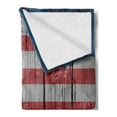 thumbnail image 2 of USA Soft Flannel Fleece Throw Blanket, Fourth of July Independence Day Retro Worn Wooden Looking Democracy, Cozy Plush for Indoor and Outdoor Use, 70" x 90", Blue Red Pale Grey, by Ambesonne, 2 of 5